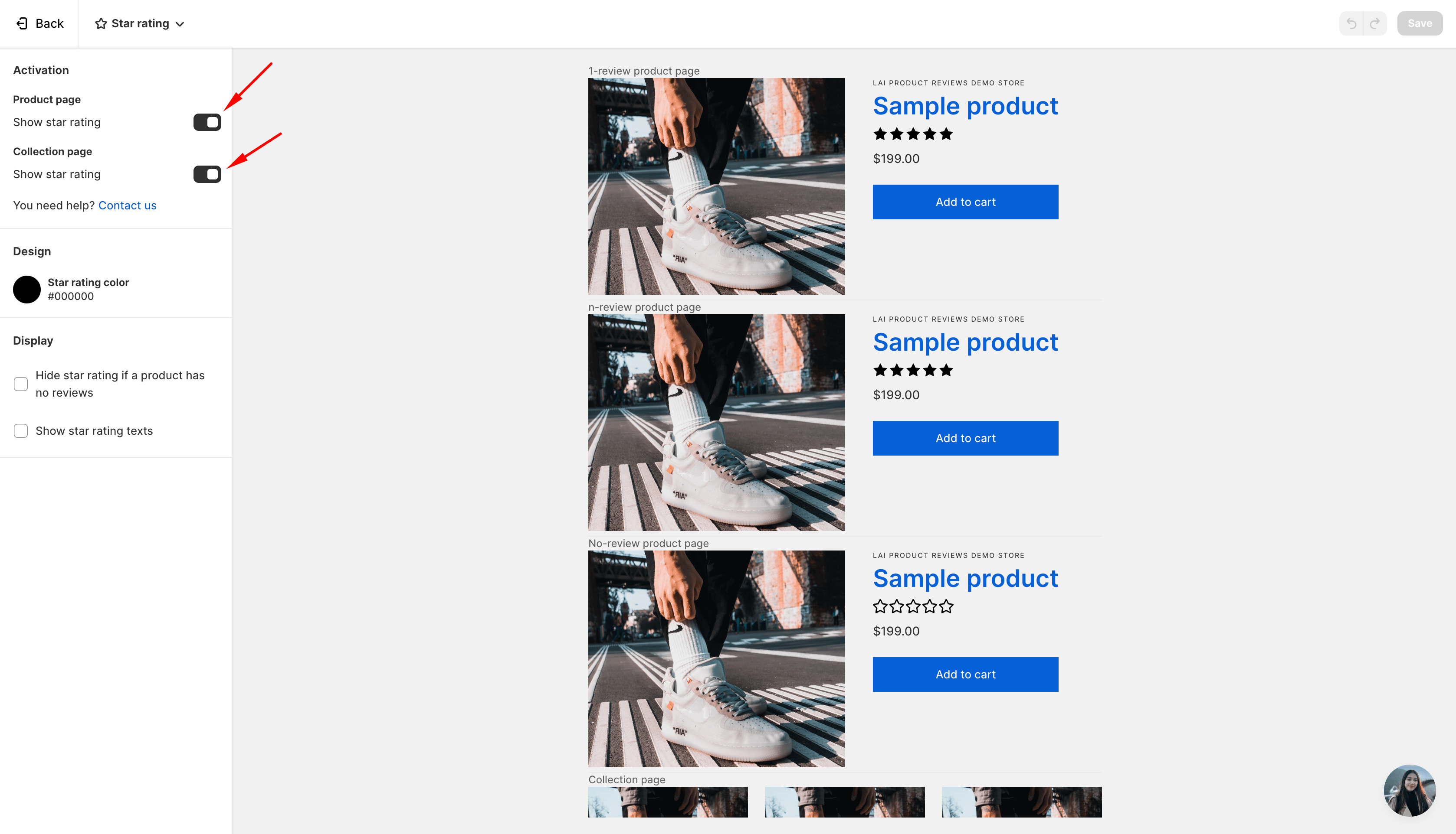 Enable where show star rating