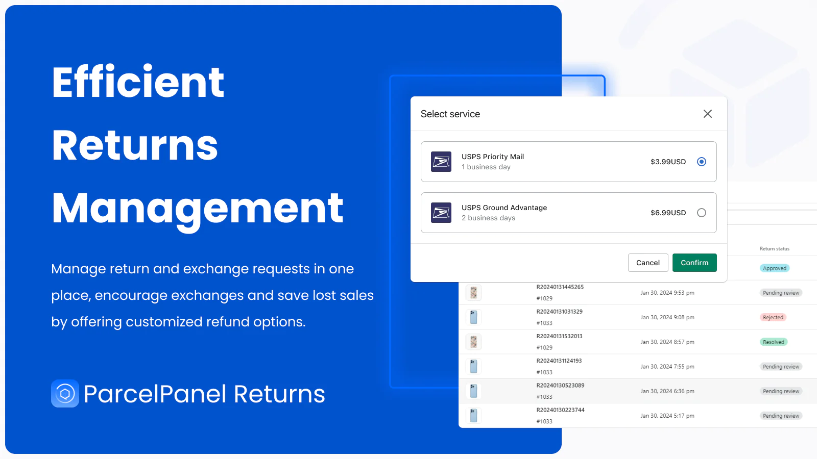 Parcel Panel return and exchange