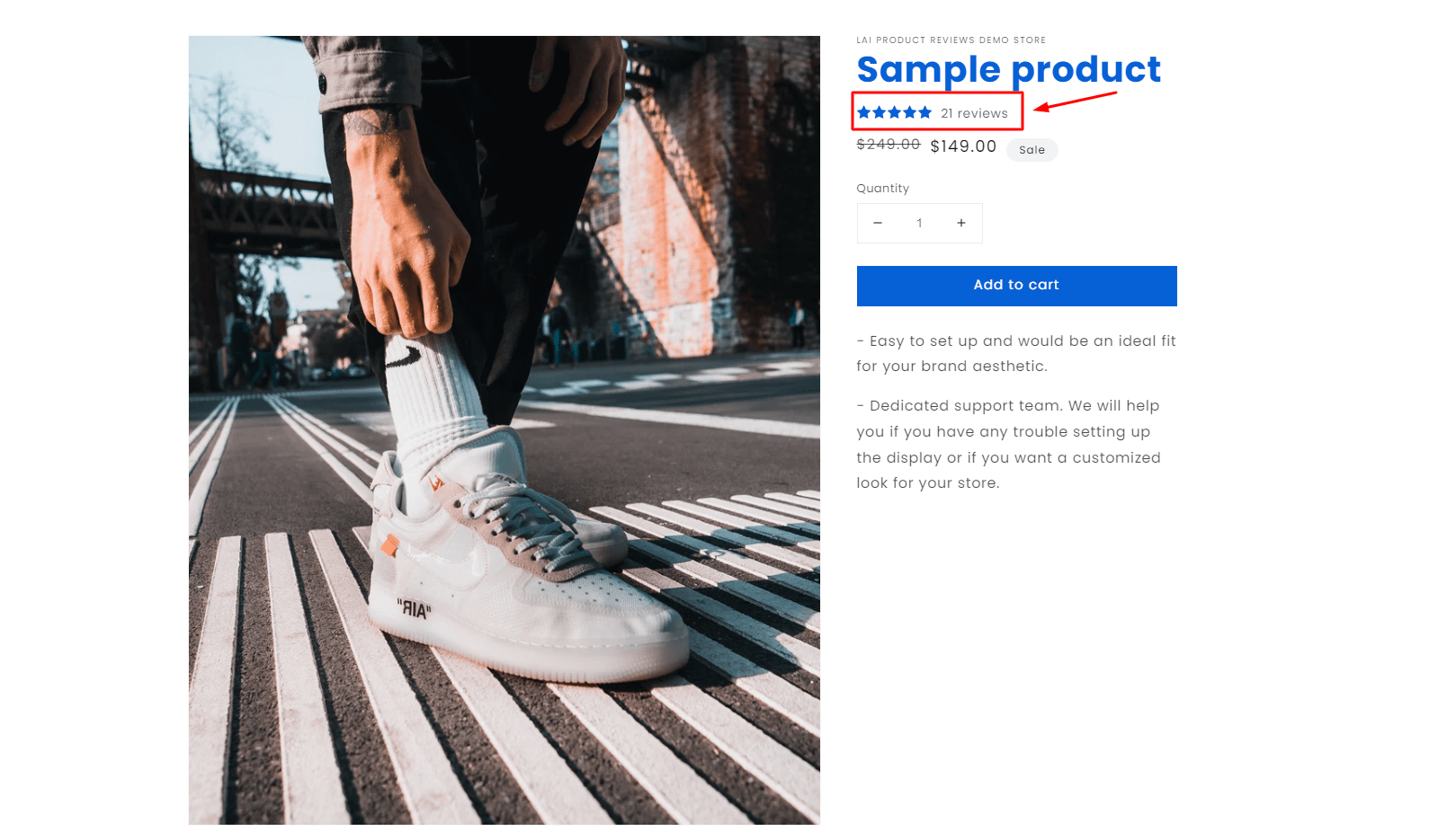 Show star rating on the product page